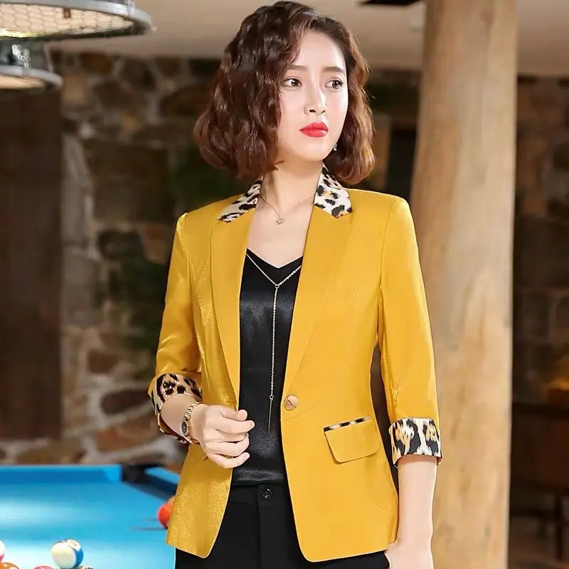 New Blazer Formal Suits for Women Spring Autumn Blazer Female Long Sleeve Jacket Slim Overcoat Feminino - Цвет: Цвет: желтый