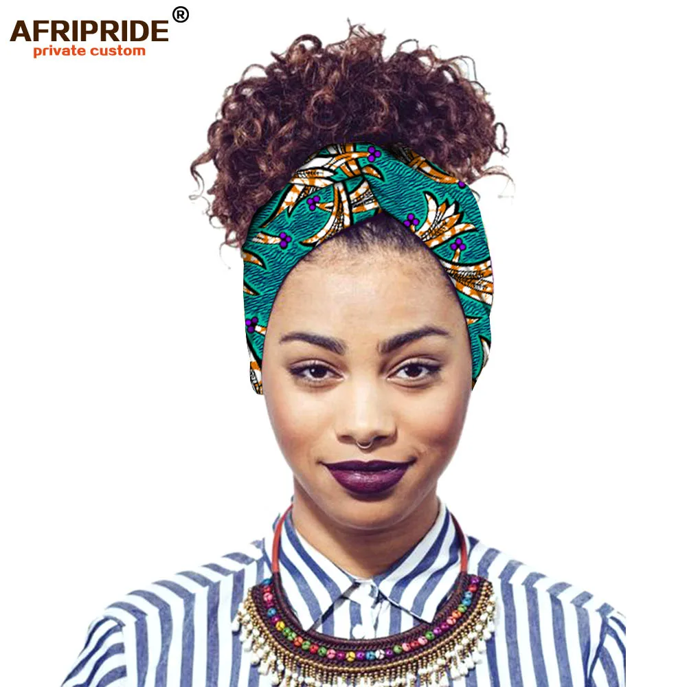 africa ankara печатная эластичная повязка для женщин AFRIPRIDE bazin richi Женская повязка на голову из хлопка Повседневный модный стиль A19H001 - Цвет: 554J