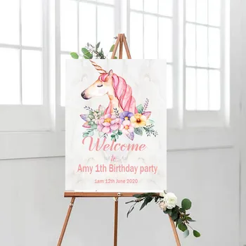 

Customized Rustic baby shower welcome sign Wedding party canvas paper board decorations