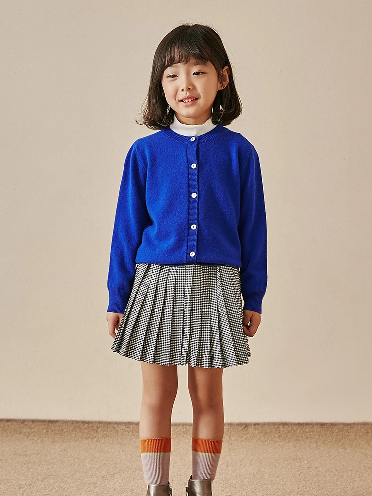 SUMCICO/осенне-зимнее Однотонное шерстяное пальто Детский кардиган в простом стиле