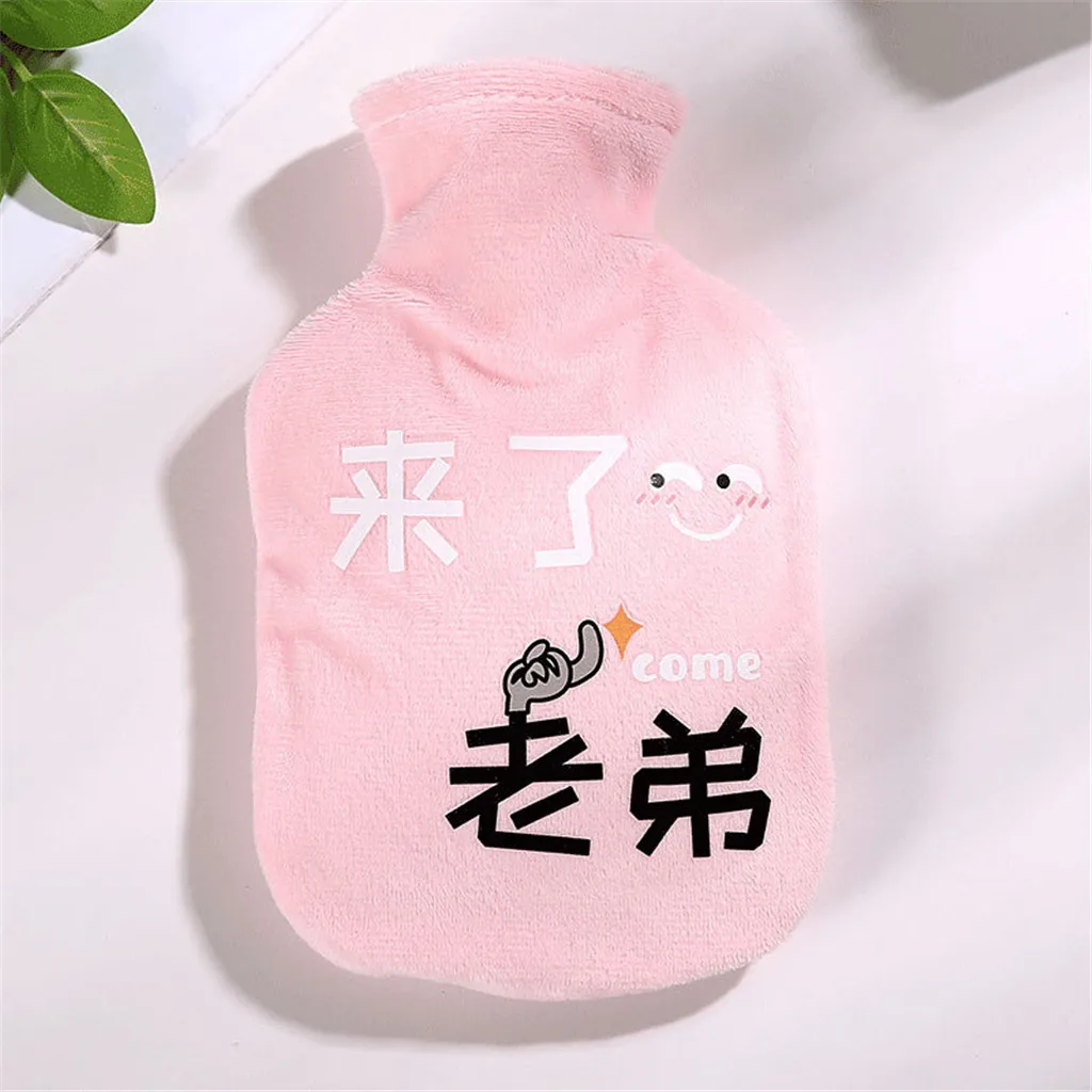 Силиконовая+ фланелевая теплая Сумочка для инъекций воды, большая портативная бутылка для горячей воды, заменена через два года