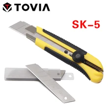 

TOVIA 25mm Fixed Blade Knife Set SK5 Steel Sharp Utility Knife Snap-off Replacable 10pcs Blades Folding Knife Set