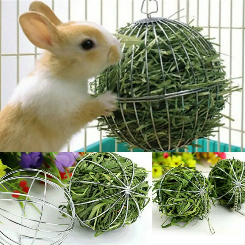 

New Stainless Steel Round Sphere Feed Dispense Exercise Hanging Hay Ball Guinea Pig Hamster Rat Rabbit Pet Toys Supplies