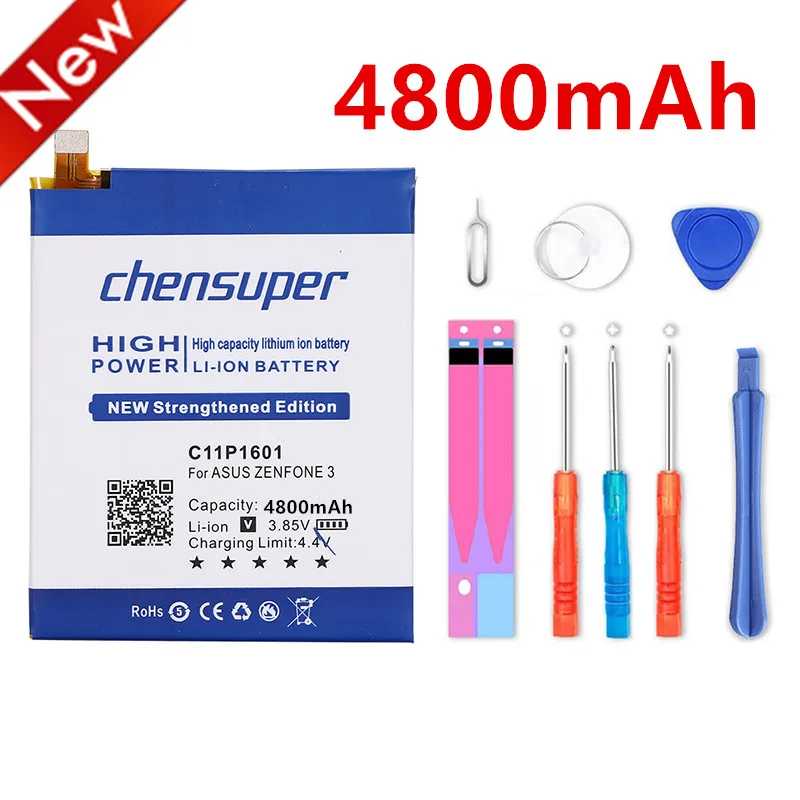 Tanie Chensuper 4800mAh C11P1601 bateria do asus ZENFONE 3 baterii ZENFONE3 ZE520KL Z017DA dla ZenFone na żywo ZB501KL A007 baterie