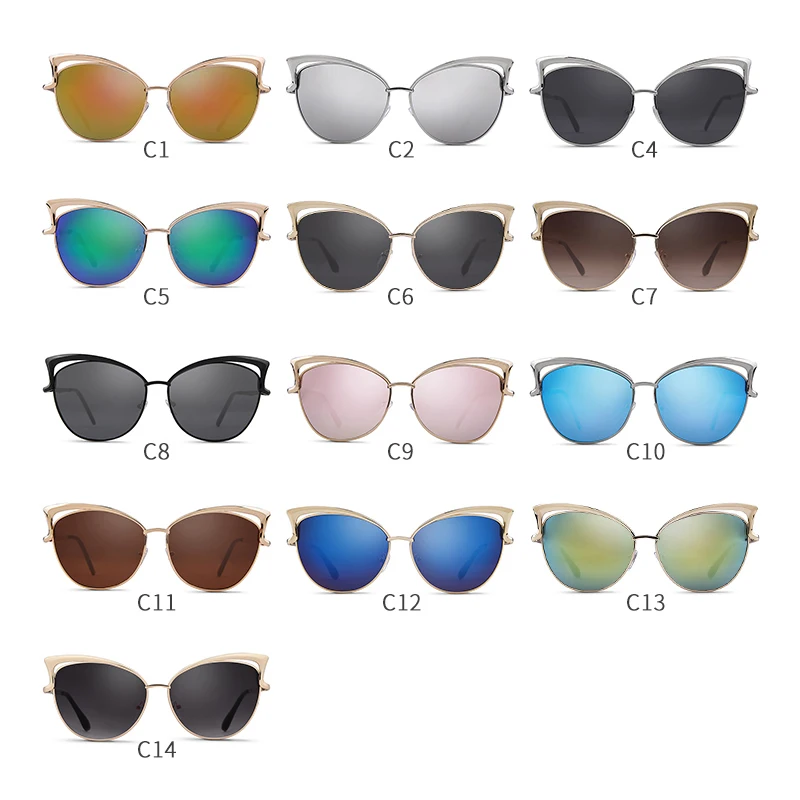 Designer Cat Eye Sunglasses for Women Gold Pink