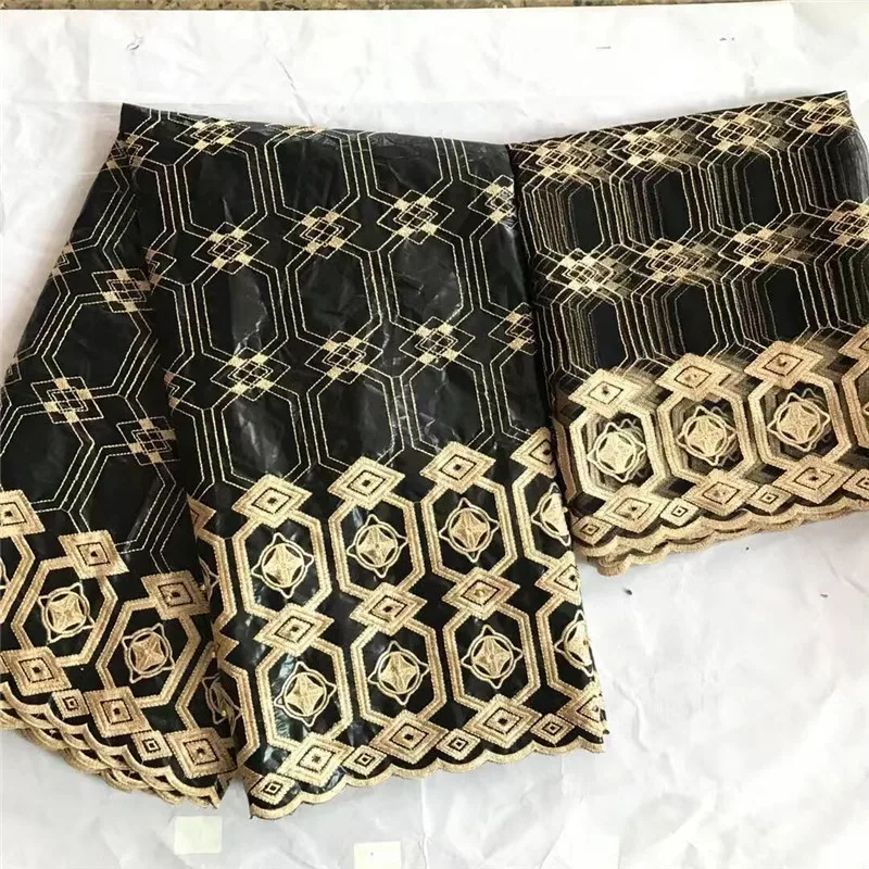 

High Quality 5Yards Bazin Riche 2019 New Design African Bazin lace Fabric+2 Yards Mesh Tulle Lace With Beads KY112523