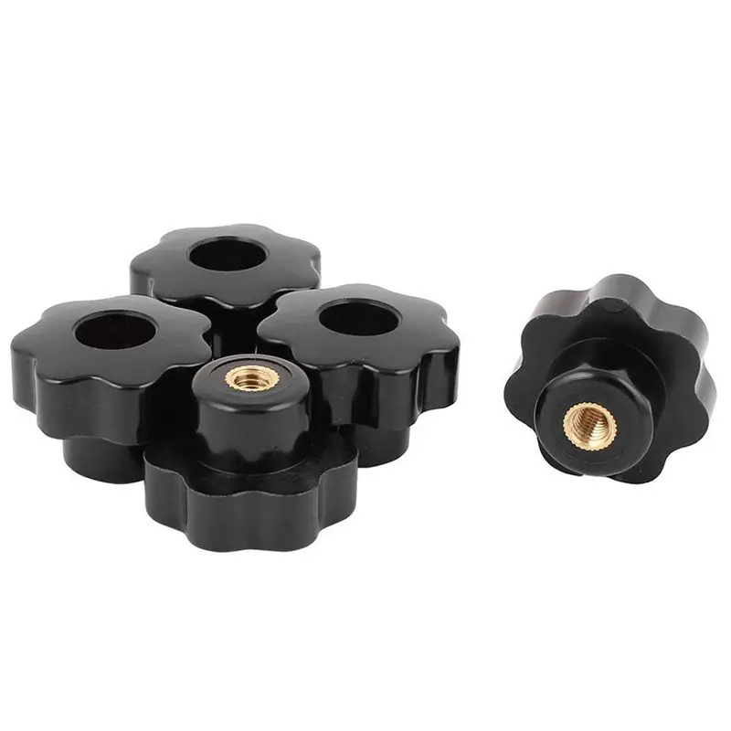 

BMBY-5X M6 X 32Mm Female Thread 7 Lobes Through Hole Clamping Knob Grip Black