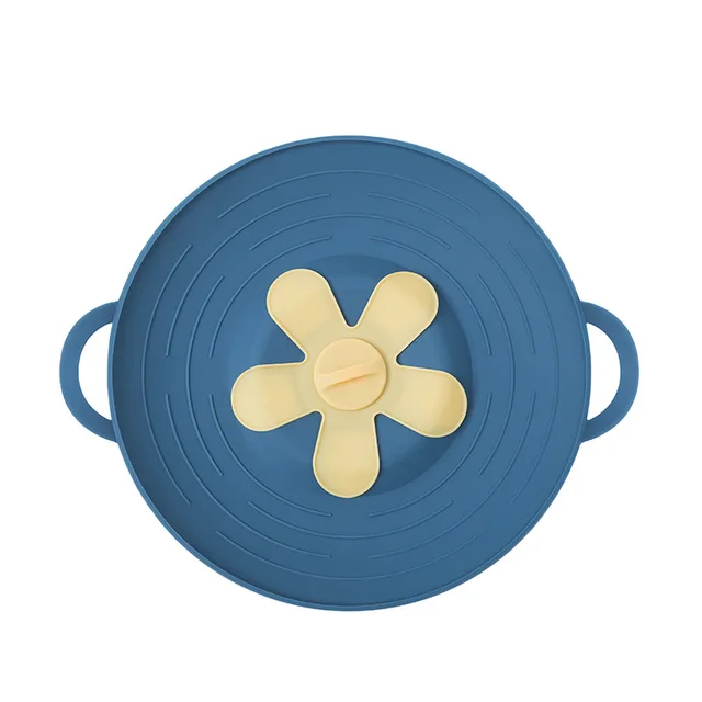 Silicone lid Spill Stopper Cover For Pot Pan Kitchen Accessories Cooking Tools Flower Cookware Home Kitchen Accessories Gadgets Blue