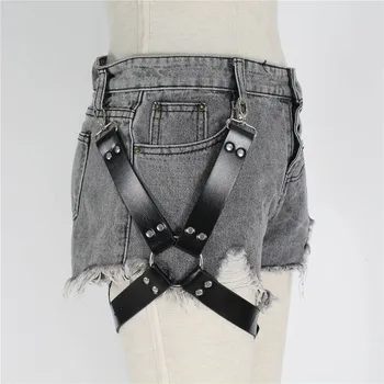 

Sexy Leather Harness Female Punk Goth Harajuku Bust Cage Body Bondage Harness For Women Leather Suspenders Outfit Rave Strap