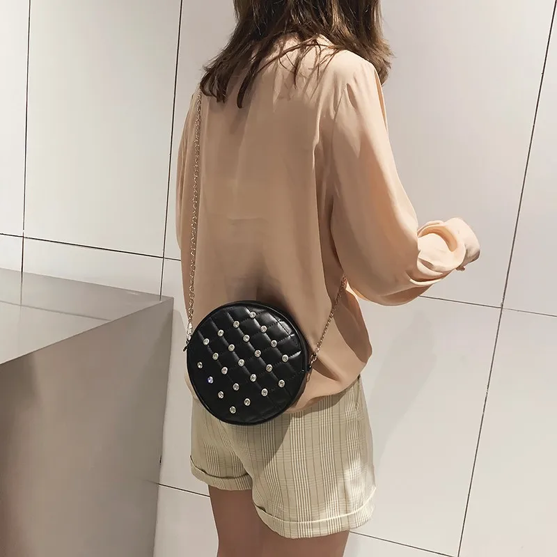 

Shaking Voice Network Red Celebrity Style New Style LADY'S Bags Shoulder Small round Bag Shoulder Bag Fashion