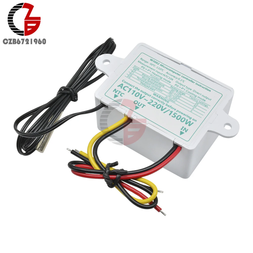 W3002 светодиодный цифровой термостат регулятор температуры DC 12 В термометр закрытый домашний инкубатор терморегулятор