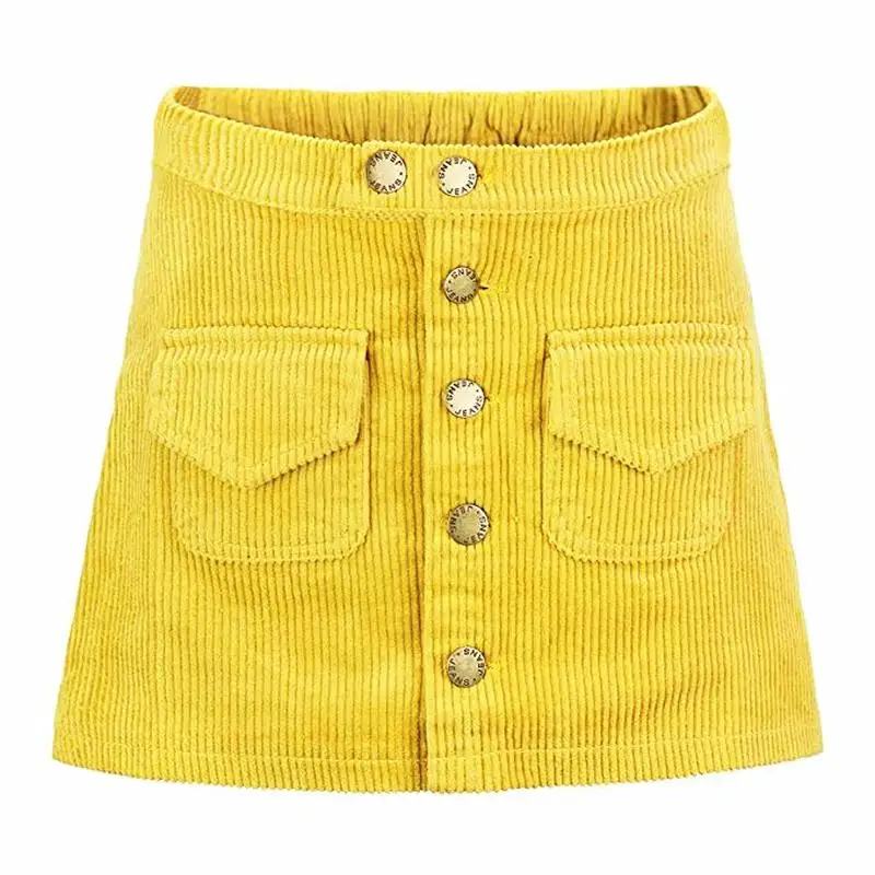 Babyinstar Fashion Corduroy Casual Skirts for Girls Button DesignHip Skirt Kid's Outfits Toddler Skirt Baby Girls Clothing