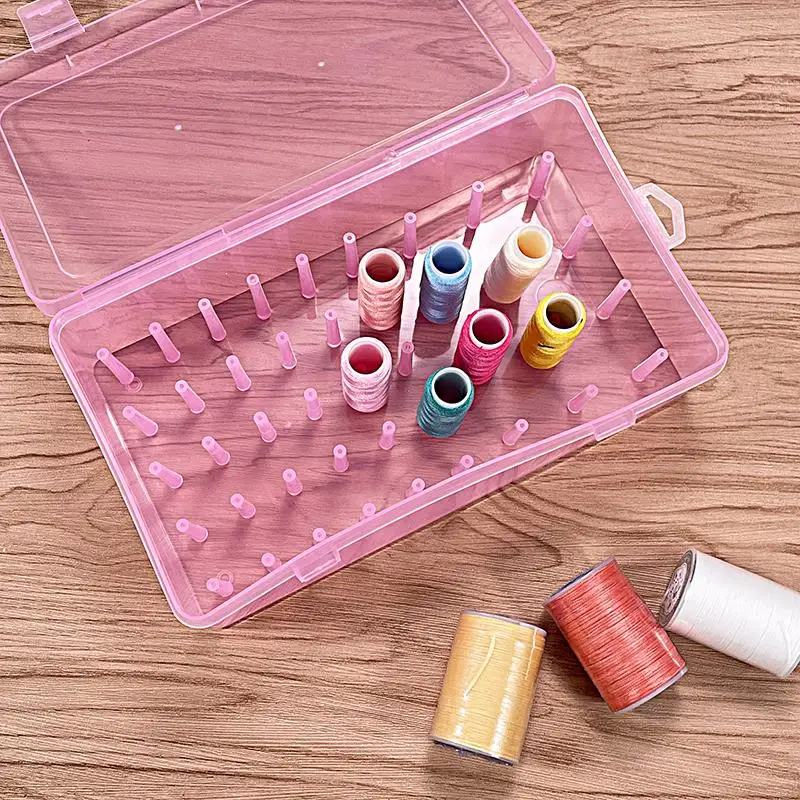 Sewing Thread Storage Box 42 Pieces Spools Bobbin Carrying Case