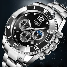 

Quartz Watches for Men Top Brand Luxury Stainless Steel 24Hour Moon Phase Men Watch Sport Chronograph Relogio Masculino XFCS New