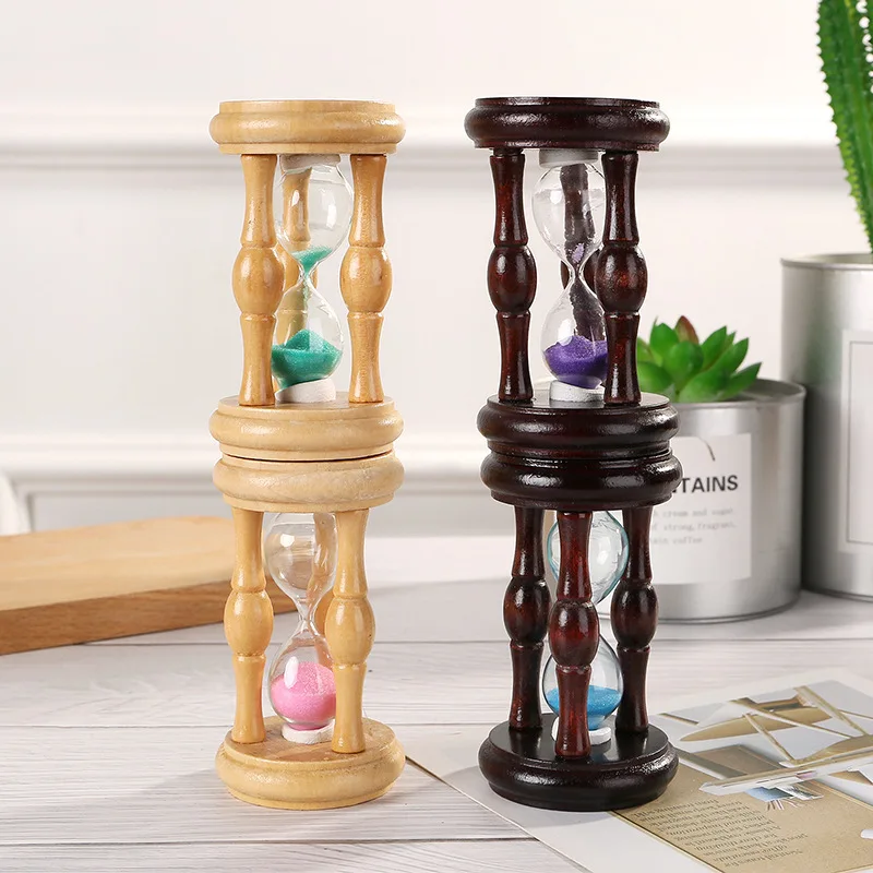 1 Pc Home Decoration Desktop Sand Clock Timers Wooden Frame Round Sandglass Hourglass Timer Clock Home Decor Wedding Favors