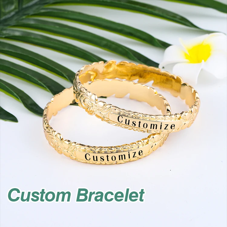 Hwaiian Customized Name Bracelet Fashion Letter Bangle Bracelets Samoa Polynesian Plumeria Flower Bangles Jewelry for Women Gift Hwaiian Customized Name Bracelet Fashion Letter Bangle Bracelets Samoa Polynesian Plumeria Flower Bangles Jewelry for Women Gift