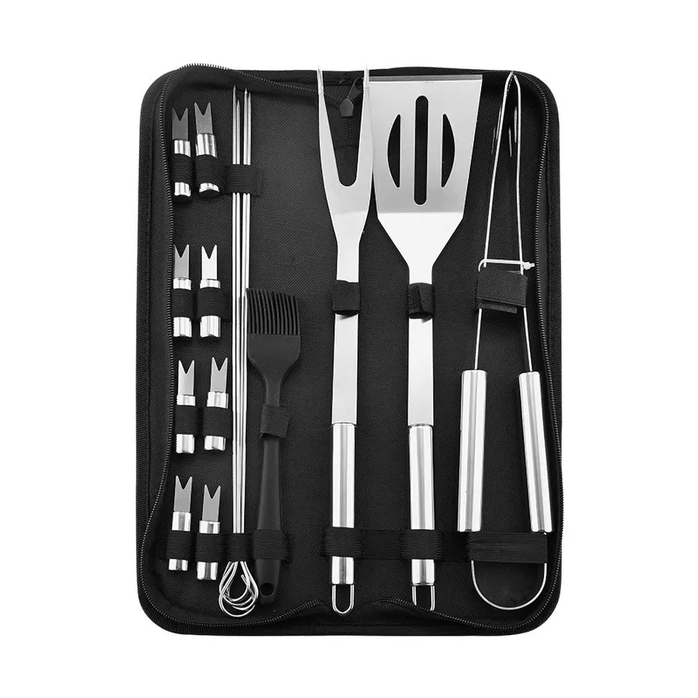 16 PCS SET Набор инструментов из нержавеющей стали для барбекю, гриля, принадлежности для барбекю, набор для гриля, принадлежности для барбекю, инструменты для гриля, кухонные инструменты - Цвет: 16 PCS SET