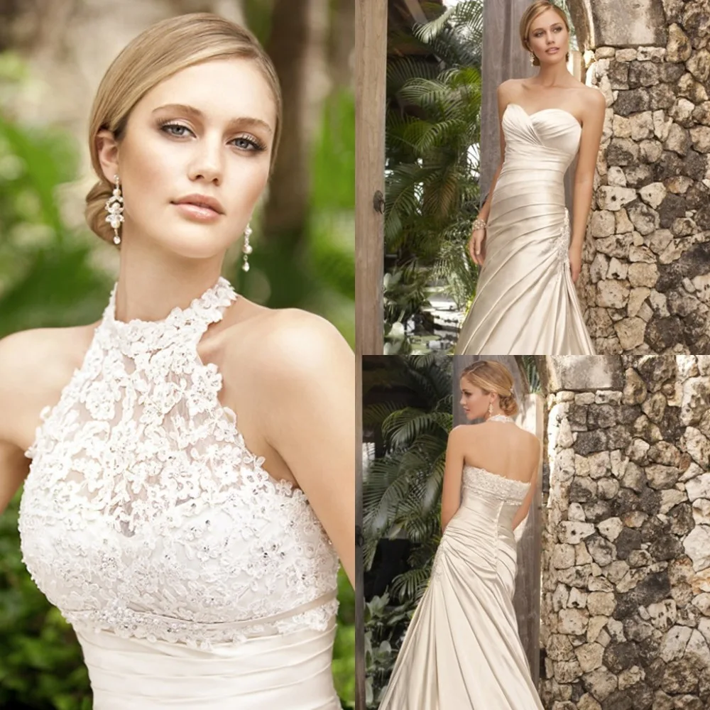 

Mermaid Wedding Dress Boho Lace Appliques Bride Dresses 2020 Simple Wedding Gowns Stain Vestidos De Novia