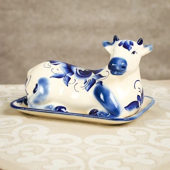 

Butter can "Cow", symbol of the year 2021, painting, 18 cm