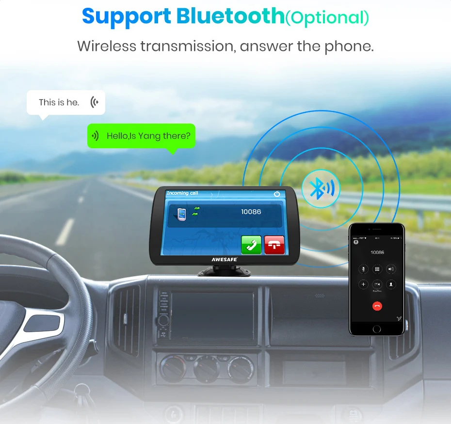 AWESAFE навигационное устройство для грузовых автомобилей с 9 дюймов сенсорный экран gps Navi поддерживает пожизненное Обновление карты с Bluetooth