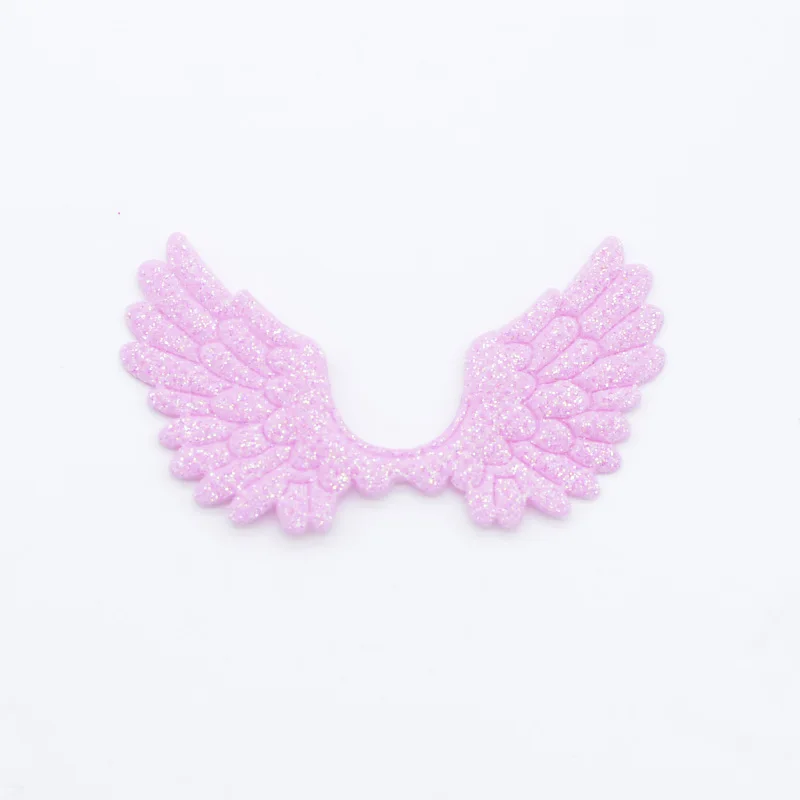 Pink 20 шт./лот, 65*36 мм, блестящие порошки, односторонняя аппликация в виде крыла ангела, крыло Купидона, крыло Феи для рукоделия, украшения в виде банта, H69 - Цвет: Pink