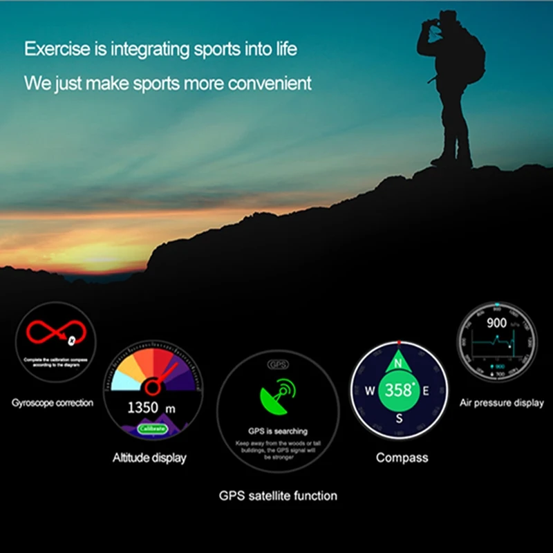 Bakeey TK04 GSM bluetooth Call Built-in GPS Smart Watch Phone Air Pressure Heart Rate Blood Pressure Weather Sport Smartwatch
