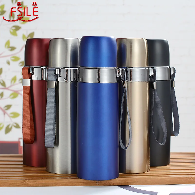 

FSILE 500ml Portable Double-layer Stainless Steel Insulation Cup Sling Bullet Water Cup Home Car Business Drinking Cup Tea Cup