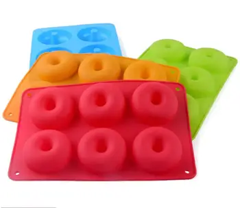 

6-Cavity Donut Mold 3D Mold Silicone Donut Baking Pan DIY Cake Mould Kitchen Tool Chocolate Biscuit Cake Mold Non-Stick Candy