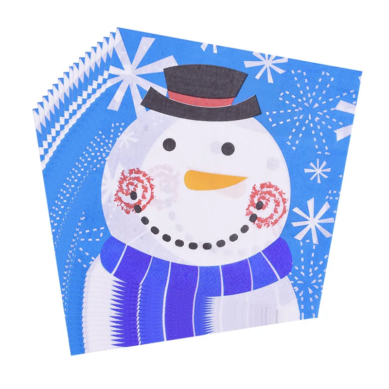 20pcs Napkins 13 20 шт./лот, милые Рождественские цветные бумажные салфетки с рисунком, товары для рождественской вечеринки, декоративная ткань, Рождественский Декор для обеденного стола - Цвет: 20pcs Napkins 13