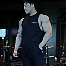 Жилет для фитнеса с вырезом лодочкой, Свободный жилет из чистого хлопка без рукавов, повседневный спортивный жилет для мужчин, стиль