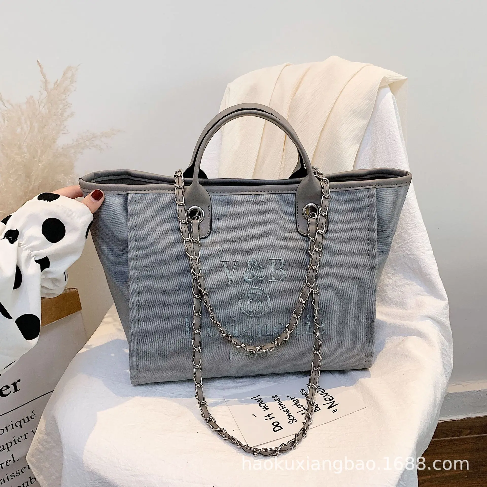 

Ins2019 New Style Origional Canvas Bag Women's 2018 Trend Versatile Solid Color Picture-in-One-Shoulder Cross-body Canvas Bag