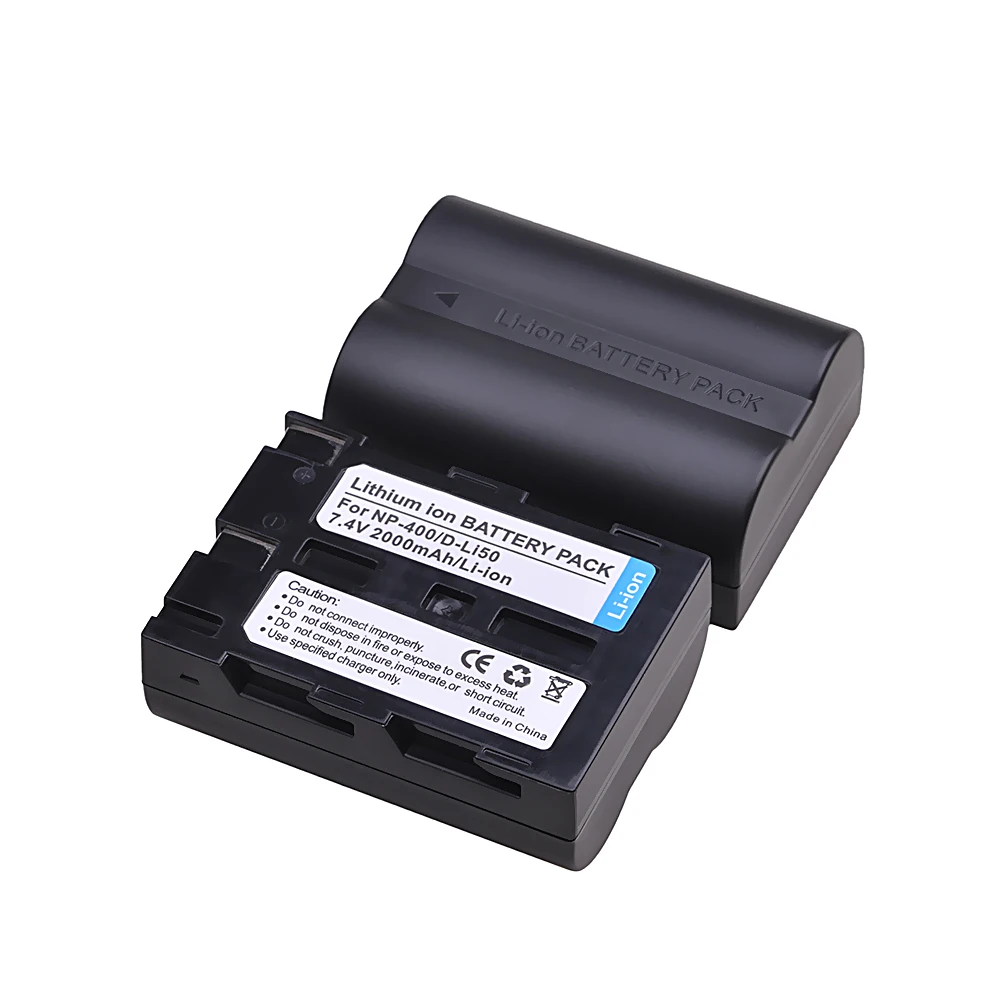 Rechargeable Battery 2000mAh D-Li50 NP-400 NP 400 For Konica Minolta DiMAGE A1 A2 Pentax K10D K20D Dynax 5D 7D Sigma SD15 SD14 camera battery