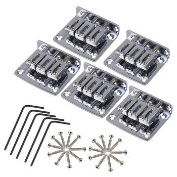 

Silver Zinc Alloy Bridge Tailpiece for 3 String Cigar Box Electric Guitar Set of 5