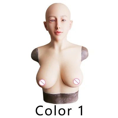 Color 1 Drag queen Силиконовые Реалистичные женские маскарадные маски на Хэллоуин Косплей Женская силиконовая маска с эластичным хлопком накладная грудь - Цвет: Color 1