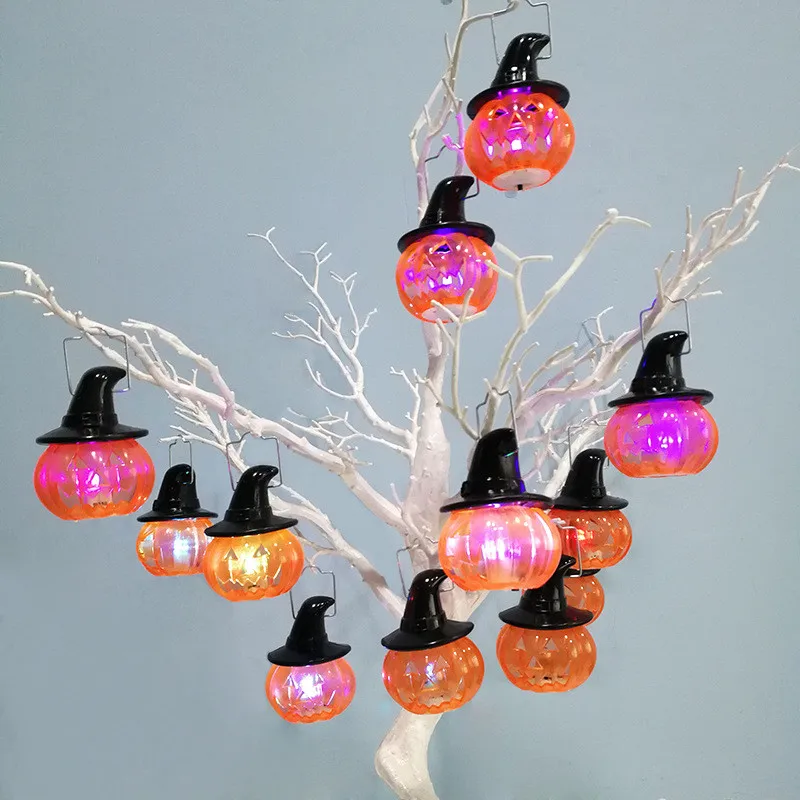 

Halloween Pumpkin Lantern Superb Decoration Props Flashing Pony Lantern Plastic Pumpkin Skull Little Lamp Night Light 10cm