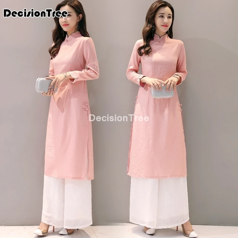 2021 ao dai Ципао в народном стиле вьетнамский шифон aodai изящный элегантный женский