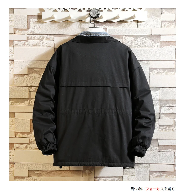 5XL Cotton Winter Jackets Parka Men Denim Collar Military Army Japanese Warm Coat Hip Hop Streetwear Thick Mens Overcoat Jackets