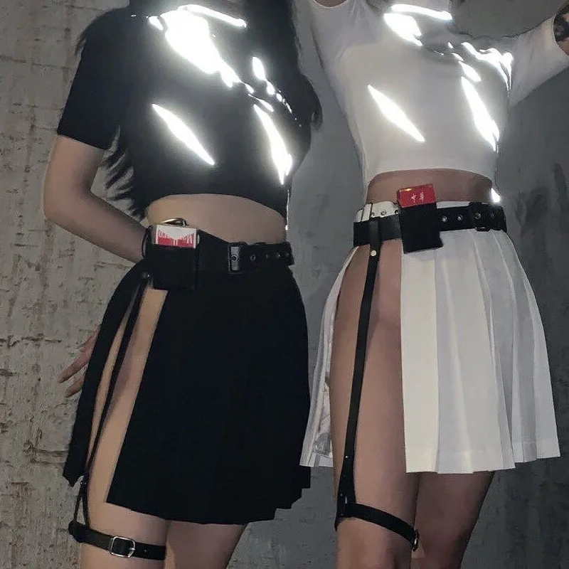 Женский летний Харадзюку сексуальный ассиметричный с высокой талией бандаж