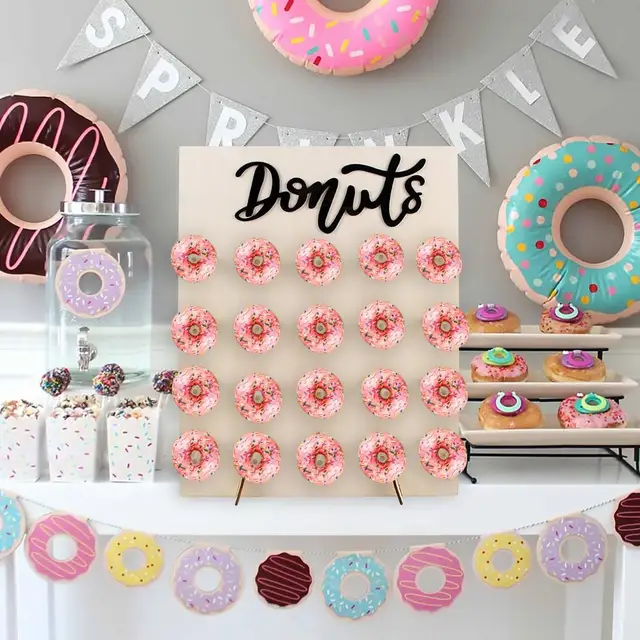 Donut Wall Holds Stand Sweet Cart Rustic Wedding Table Decor Doughnut Birthday Party Candy Bar Baby Shower Donut Party