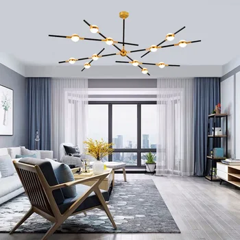 

Postmodern Minimalism Creative Black Suspension Chandelier for Living Room Bedroom Kitchen Dining Room Hall Apartment Decor Lamp