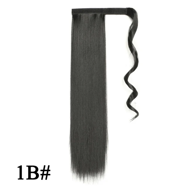 Leeons 20'' Synthetic Ponytail Hair pieces Heat Resistant Fiber Straight Ribbon Clip In Hair Extension 21 colors Brown Black 1b
