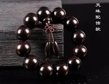 

LETSFUN Fine Jewelry 20mm Natural Black sandalwood Beaded Bracelet For Cool Man and Fashion Man Free Shipping