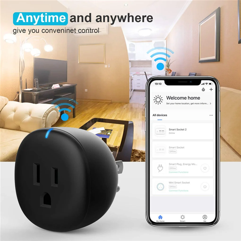 Умная розетка Wi-Fi Беспроводной голосовой Таймер Пульт дистанционного управления