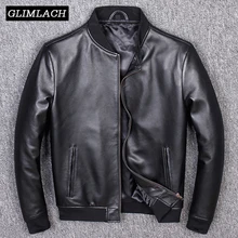 Авиационная короткая куртка-бомбер из натуральной кожи, мужская куртка-пилот из овчины, куртка из натуральной кожи, приталенная куртка большого размера 5XL, пальто Veste Cuir Homme