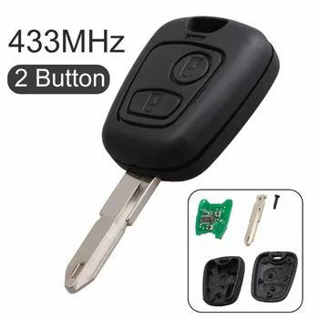 

For Peugeot Citroen 206 1pc Remote Key Fob 2 Button 433MHz ID46 Transponder Chip Accessories Parts