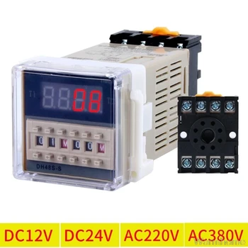 

AC/DC 12V 24V 220V 380V DH48S-S Programmable Digital time relay cycle control Time Delay Relay Socket with Base Au10 20 Dropship
