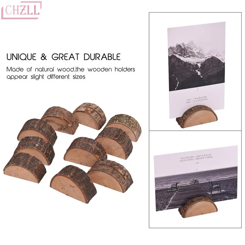 

CHZLL Natural Wood Ornaments Crafts DIY Note Photo Clip Business Card Holder Rustic Weddings & Events Accessories Birthday Gifts