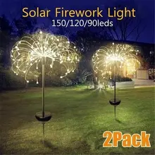 1/2pcs Solar LED Light Outdoor Garden Lighting Dandelion Fireworks Decoration Lamp 90/120/150LED for Garden Terrace Landscape