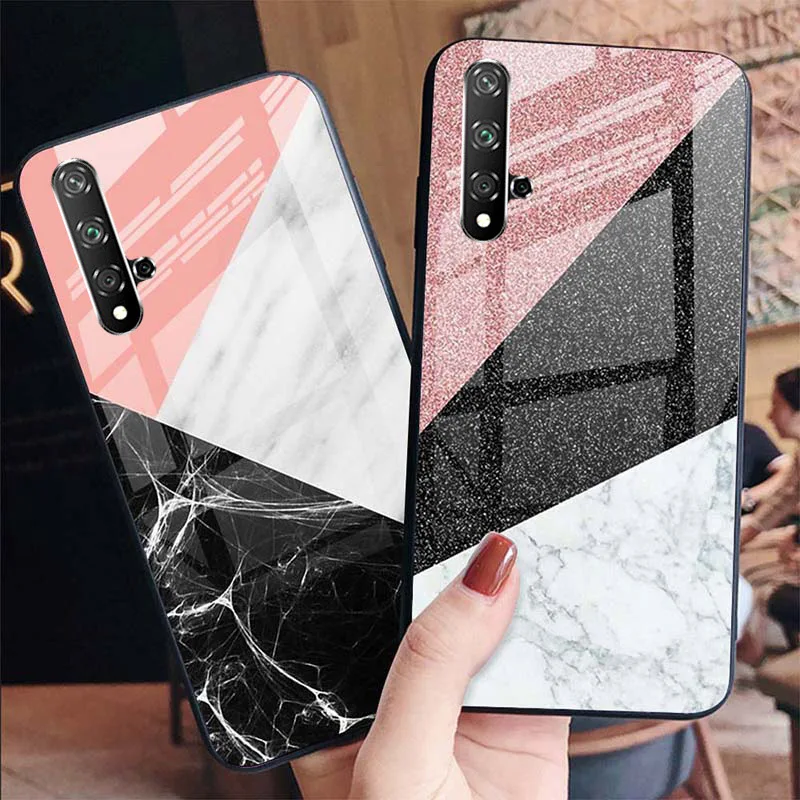 For Huawe Nova 5T Case Nova 7 7i P40 Lite P40 Pro Plus Tempered Glass Protect Cover Honor 20 8S 8A 8X 10 P20 P30 Pro Lite Cases