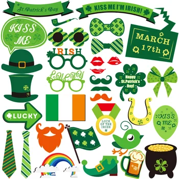 

TINKSKY 34PCS St. Patrick's Photo Booth Props Irish Day Photo Props Funny Creative Toy for Celebrating St. Patrick's Day Party